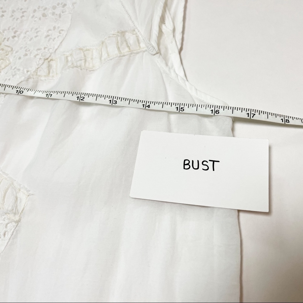 Free People eyelet lace sleeveless top‎ tunic blouse white ivory tiered boho - Picture 8 of 11